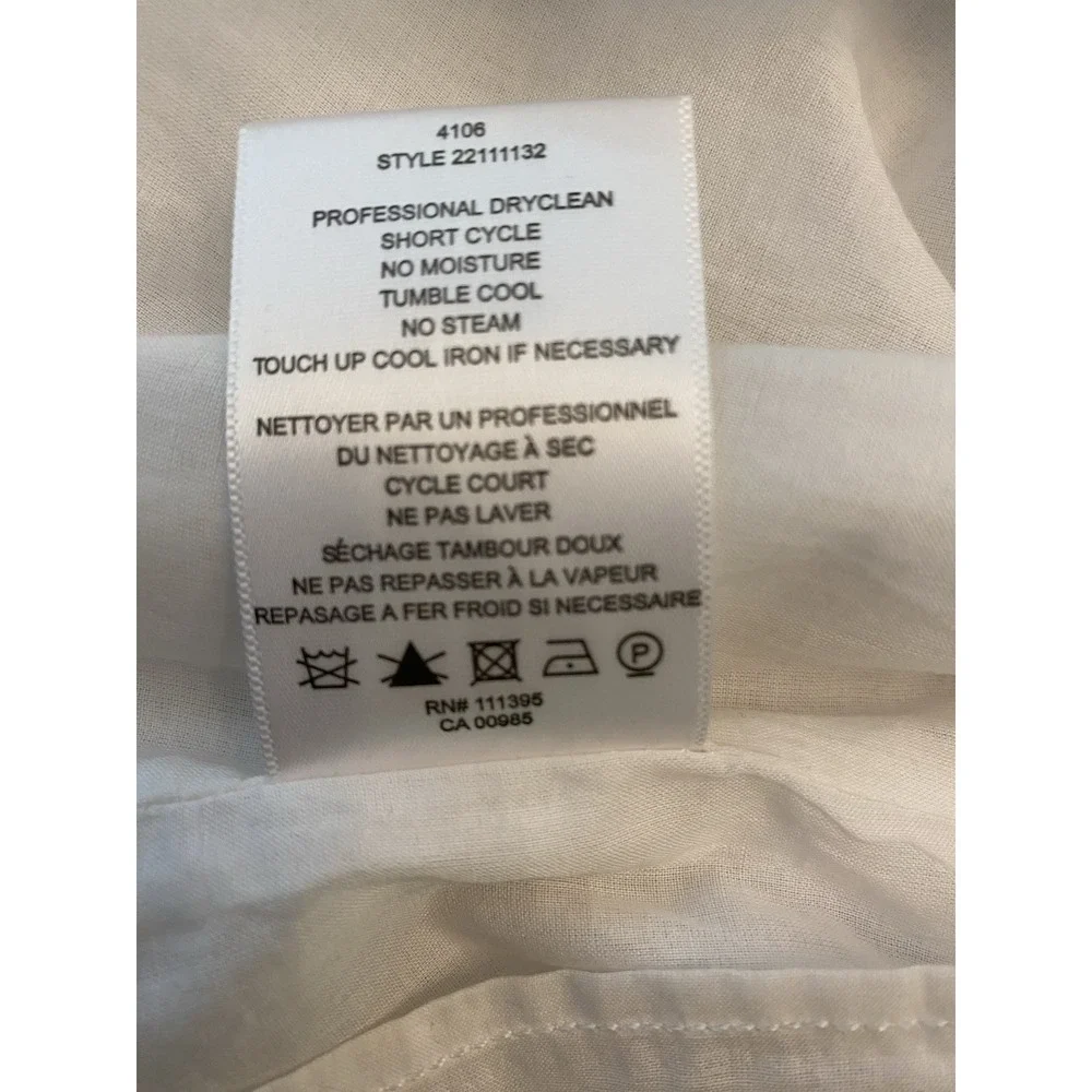 Tory Burch White Linen Sleeveless Top Blouse Lattice Pintuck Lined Size 6
